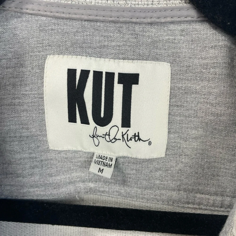 Kut from the Kloth Button Front Ruffle Gray Long Casual Jacket M GUC - Picture 16 of 16